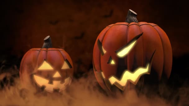Jack Lanterna Splendente Zucca Halloween Con Viso Spaventoso — Video Stock
