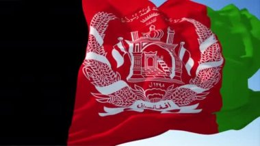 Afganistan bayrağı rüzgarda dalgalanırken Tertemiz Halka ile. Gerçekçi bayrak arkaplanı