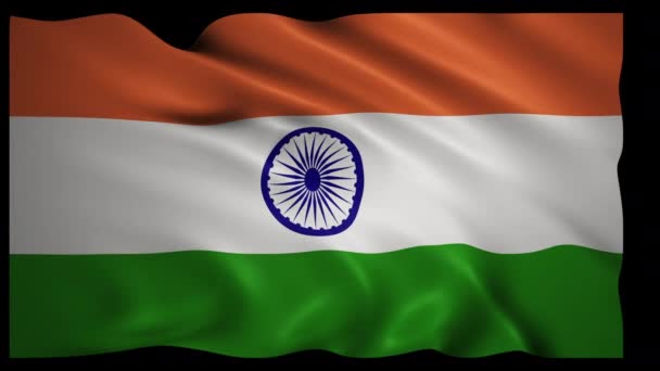 インド国旗アルファマットで風になびく 国民の日 国の行事 国民の行事に使用する — ストック動画