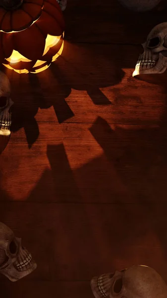 Linterna Calabaza Halloween Con Cráneo —  Fotos de Stock