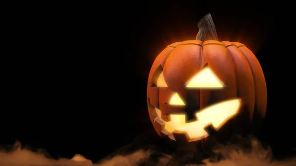 Ragyogó Jack Lantern Halloween Tök Ijesztő Arc — Stock Fotó