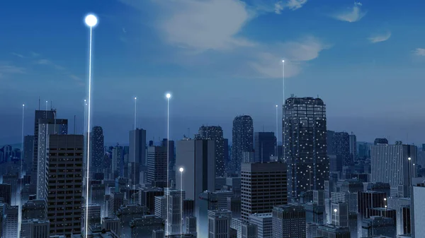 Moderne Stadscommunicatie Futuristisch Netwerk Technologie Concept — Stockfoto