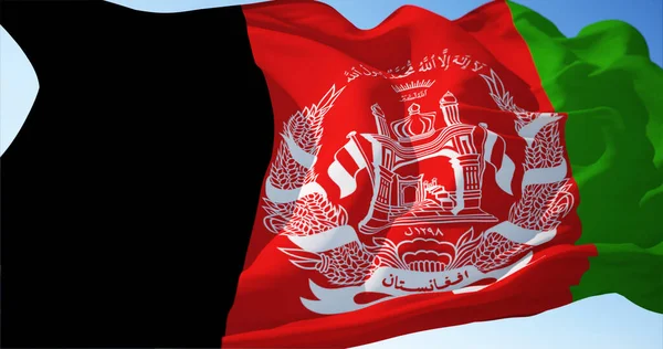 在风中飘扬的阿富汗国旗 现实的旗帜背景 — 图库照片