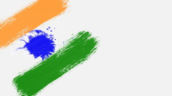 Colors of the Indian flag painted with a brush stroke.