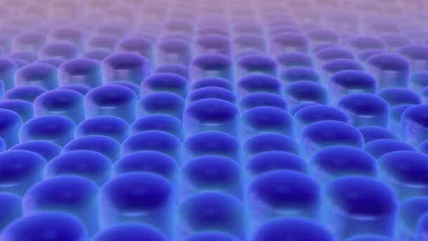 Абстрактный Цилиндрический Клеточный Шаблон Футуристическая Абстракция Яркие Фиолетовые Неоновые Трубки — стоковое видео