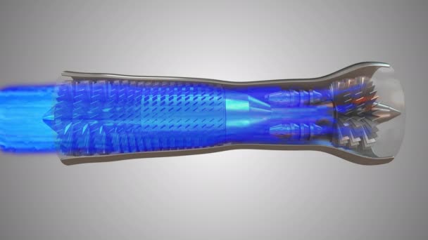 Робота Турбінного Двигуна Показує Аеродинамічну Візуалізацію Лопаті Вентилятора Потоку Тяги — стокове відео