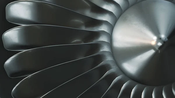 stock image 3D Rendering jet engine, close-up view jet engine blades. Closeup shot of spinning jet engine front fan.