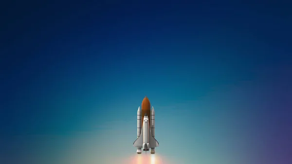 Lançamento Foguetes Espaciais Comerciais Espaço Com Chamas Exaustão — Fotografia de Stock