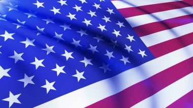 ABD 'nin Anma Günü ya da Bağımsızlık Günü için Bayrak Sallamasının Yakın Çekimi