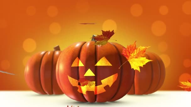 Hoja Caída Temática Halloween Con Partículas Sobre Fondo — Vídeos de Stock