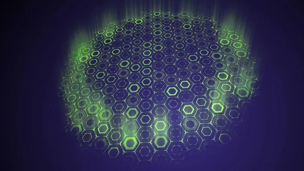 Abstrakte Technologie Hintergrund Mit Grünen Leuchtenden Sechsecken — Stockfoto