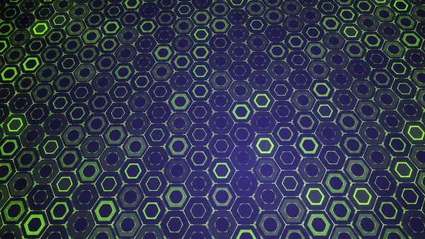 Fundo Tecnologia Abstrata Com Hexágonos Luminosos Verdes — Fotografia de Stock