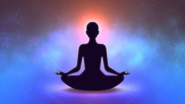 宇宙ヨガ瞑想のロータスポーズ — ストック写真
