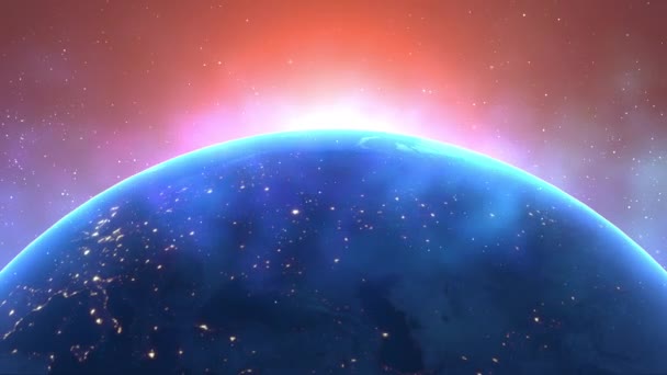 Земля Планета Солнцем Звездами — стоковое видео