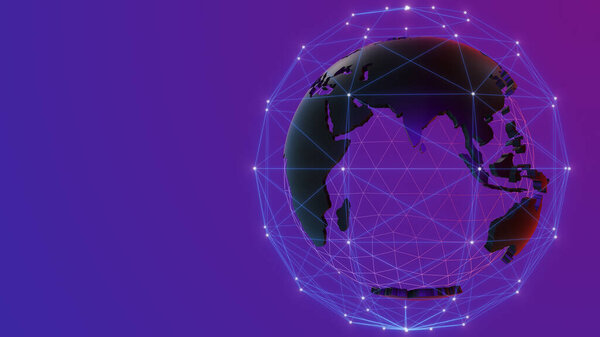 Web 3.0 децентрализация и блокчейн концепция с 3D земли и сплетения