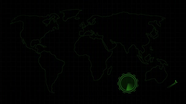 地球世界地图Hud屏幕显示图形元素 — 图库视频影像