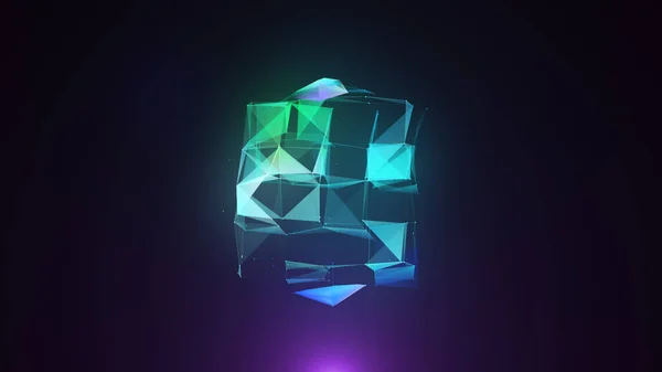 반투명 큐브의 삼각형 가장자리를 플렉서스 — 스톡 사진