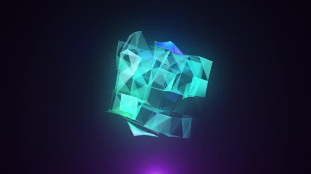 Plexo Con Bordes Triangulares Cubo Translúcido — Vídeos de Stock