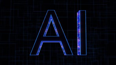 AI kelimesi arka planda ızgara ile