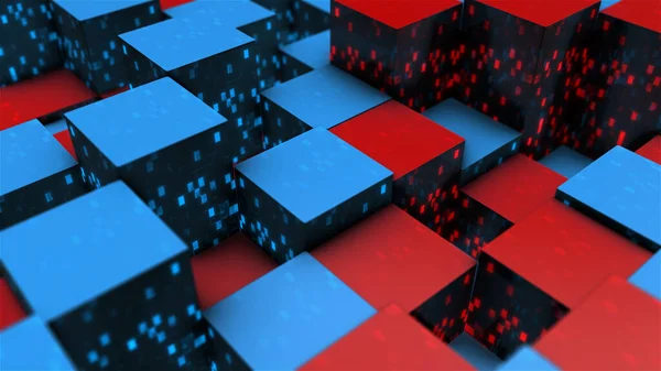 Abstract Cube Blokken Met Neonverlichting — Stockfoto
