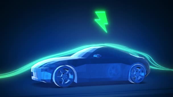 Koncepcja Pojazdu Elektrycznego Aerodynamicznymi Ścieżkami Świetlnymi — Wideo stockowe
