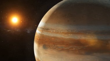 Jüpiter ve güneş uzayda