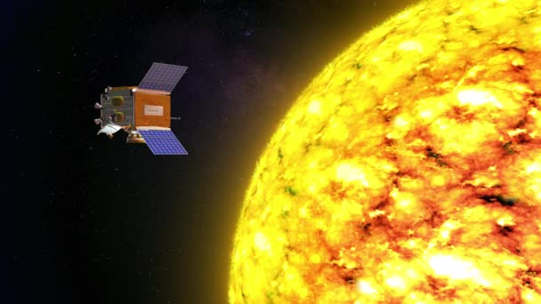 Veicolo Spaziale Solare Orbita Vicino Sole — Video Stock