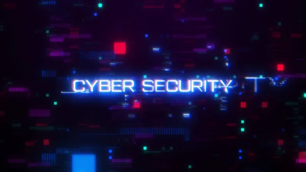 Słowo Bezpieczeństwa Cybernetycznego Cyfrową Usterką — Zdjęcie stockowe