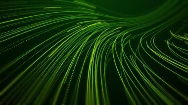 Soyut Yeşil parçacık ışığı koyu arkaplan üzerinde izler