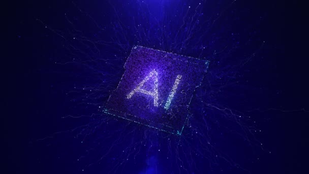 Concepto Inteligencia Artificial Animación Partículas Logotipo — Vídeo de stock