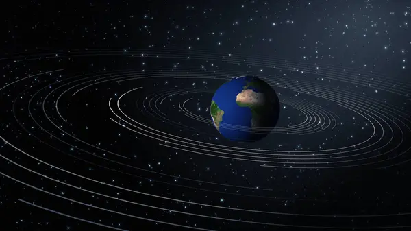 Planeta Tierra Giratoria Desde Espacio — Foto de Stock