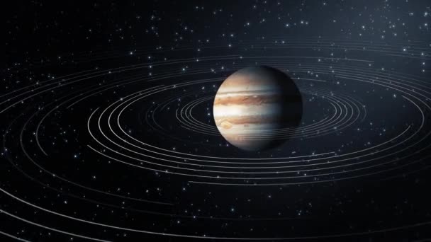 Obrotowa Planeta Jowisz Kosmosu — Wideo stockowe