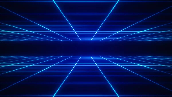 Abstract Sci Grid Neon Retro Tunnel Background — Stock Photo, Image