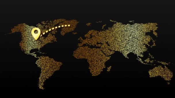 Mapa Mundo Abstrato Com Pontos Localização Conexão — Vídeo de Stock