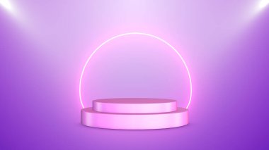 Neon Işıklı Şık Yuvarlak Sahne