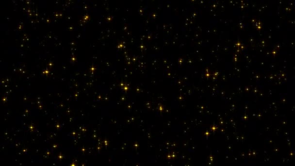 Gloeiende Star Particles Flikkeren Zwarte Achtergrond — Stockvideo