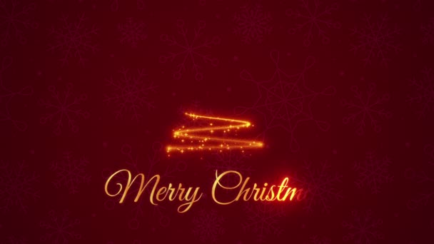 Abstract Christmas Tree Merry Christmas Text Animation Snowflakes Background — Stock Video