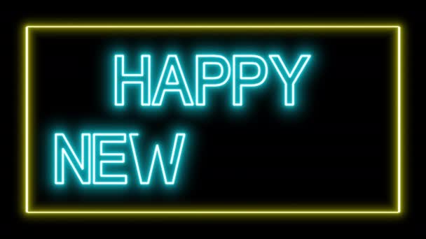Světlý Neon Šťastný Nový Rok Alfa Matnou — Stock video