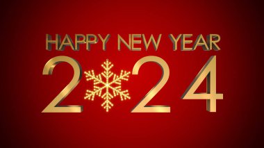 Mutlu yıllar 2024 Kar Taneli Altın Metin