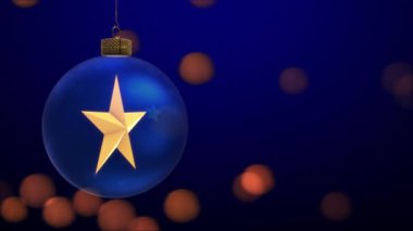 Şeffaf Camın İçindeki Noel Yıldızı Bokeh Arkaplanda Bauble