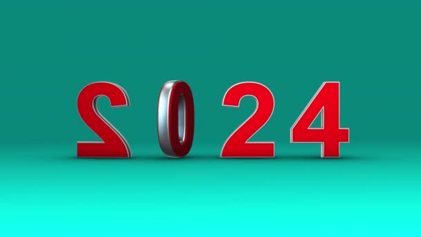 Título 2024 Vermelho Com Máscara Luma Rotação Loop — Vídeo de Stock
