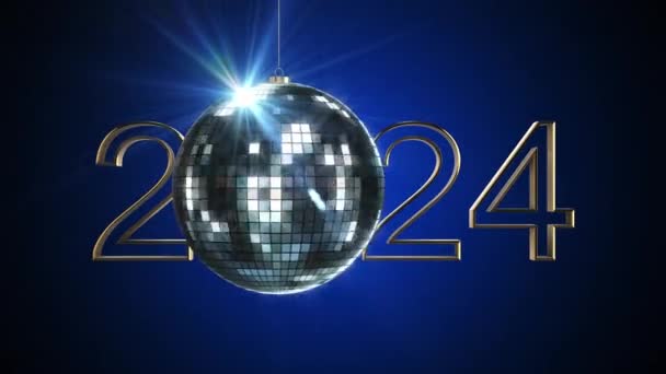 2024 Text Med Disco Ball Blank Belysning — Stockvideo