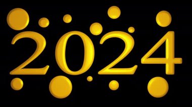 Mutlu yıllar 2024 altın folyo balon numaraları siyah arkaplanda