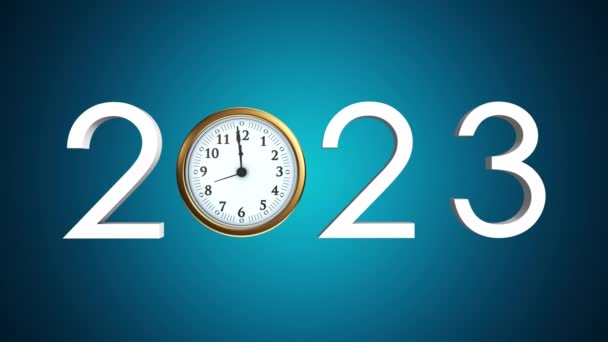 Ευτυχισμένο Νέο Έτος 2024 Αντικατάσταση 2023 Ρολόι Και Κομφετί — Αρχείο Βίντεο