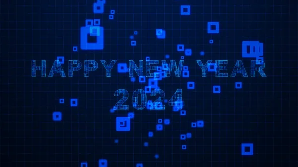 Happy New Year Dynamic Tech Texts Animation on Grid