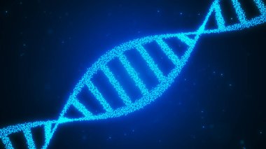 Parçacıklardan bir DNA molekülünün soyut animasyon yapısı