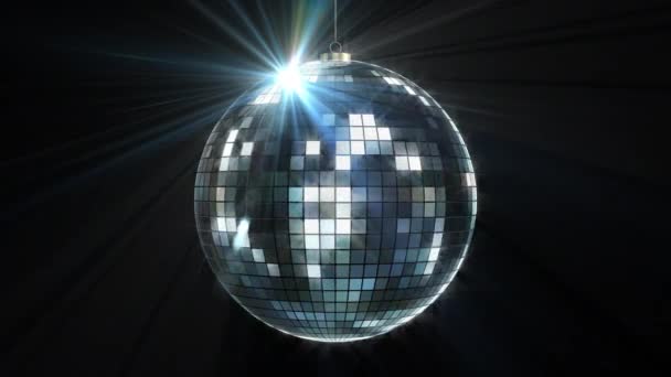 Roterende Glødende Disco Ball Svart Bakgrunn – stockvideo