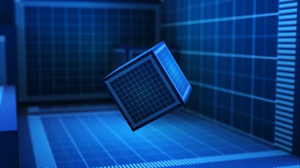 Abstract 3d cube animation with technology concept