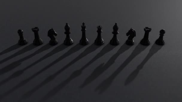 黑棋棋子在动态的阴影中移动 — 图库视频影像