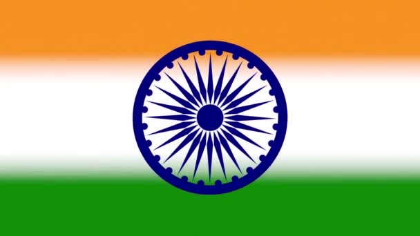 带有旋转Ashoka Chakra的动画印度国旗 — 图库视频影像